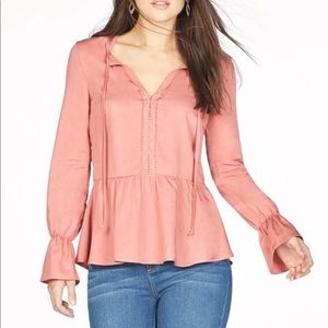 JustFab Crochet Trim Peplum Top